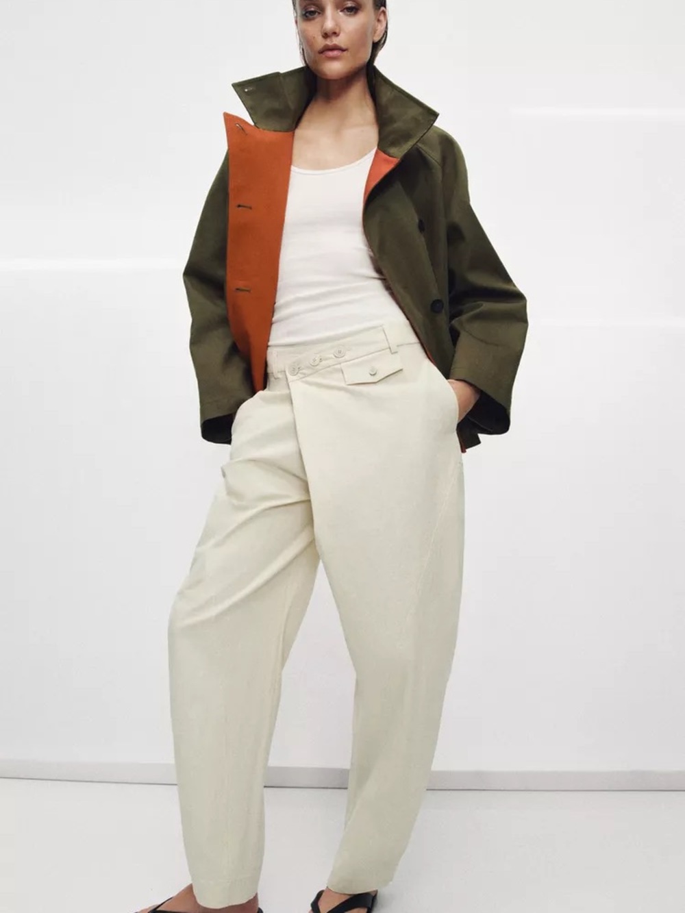 Zara ZW Collection Wrap Button Pants